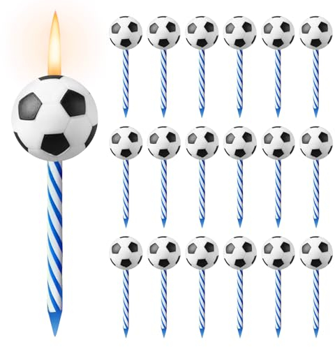 Fußball Kuchenkerzen, 18 Stück Kerzen Fußball, Fußballform Geburtstagskerzen, Cupcake Toppers, Tortendeko Fussball, Fussball Geburtstag Deko für Geburtstag Party