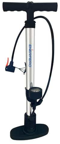 Enerfero Bomba de Bicicleta Bomba de pie Juego de Bomba de Alta presión para Motocicleta, Bicicleta de montaña, Bomba de Aire de Mano, inflador de neumáticos (Metálico, L)