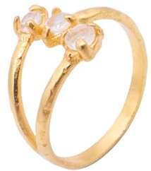HG HAZE & GLORY Ring Damen aus 925 Sterling Silber, Schmuck Frauen, Silberring, mit Mondstein, Modern, Trinity, vergoldet