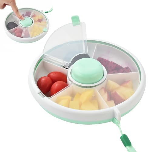 ALINK Snack Spinner Rotierende Aufbewahrung Kinder Tragbare Melone Süßigkeiten Samen Organizer Aufbewahrungsboxen Snackbehälter für Kinder (Mintgrün)