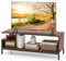 COSTWAY TV Stand for TVs up to 48 Inches, Industrial TV Cabinet Media Entertainment Center with Open Storage Shelves, Metal Frame Wooden TV Unit Console Table for Living Room Bedroom (Walnut)