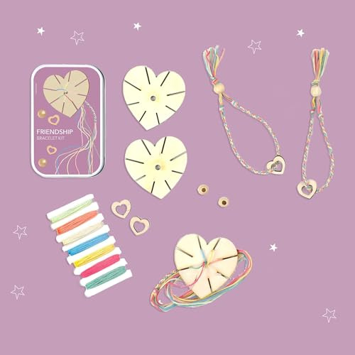 COTTON TWIST Kids Friendship Bracelet Making Gift Kit - Children Creative Beading Jewellery Designing Craft Play Set with Rectangular Tin