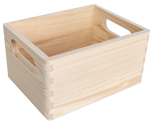 Creative Deco Holzkiste mit Griffen Obstkiste Korb | 19,5 x 15 x 10 cm (+/-1cm) | Holz Kasten Unlackiert Holzbox Kiste | Für Dokumente Wertsachen Spielzeuge Werkzeuge
