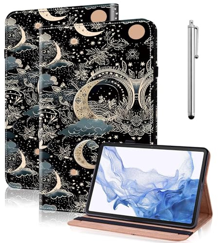 GLANDOTU Case for Samsung Galaxy Tab A9 Plus 11 Inch SM-X115 Protective Flip Leather Protective Case with Pen Holder and Stand Wallet Cover Case for Galaxy Tab A9 Plus - Moon