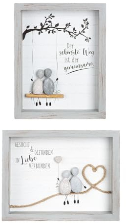 MF Steinbilder mit Liebessprüchen, 3,5 x 25 x 19,5 cm, Grau, Weiß, Schwarz, Naturfarben, für Zuhause, Schlafzimmer, Wohnzimmer, Esszimmer, Kinderzimmer, Hochzeit, Babyparty, Geburtstagsgeschenk