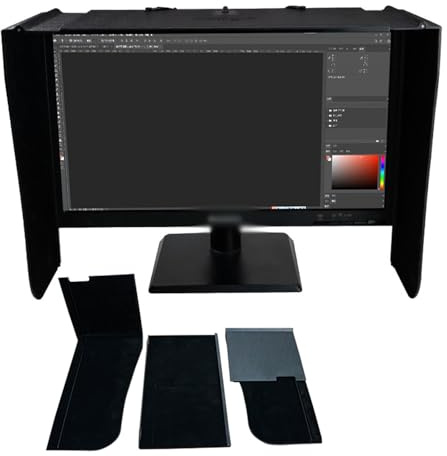 BDJSN Computer Monitor Sunshade, 17-27 Foldable Dustproof Sun Visor With Fixed Bandage, Anti-glare Screen Hood, Laptop Sun Shade for Various 17-27 Inch Monitor Screens