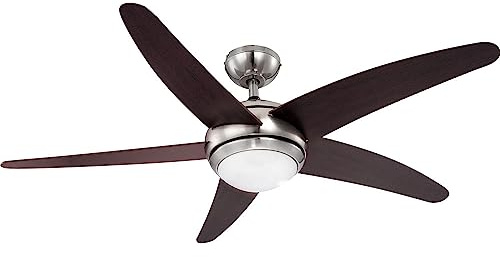 GLOBO Deckenventilator Raumkühler Deckenleuchte Lüfter Wohnzimmerlampe Ventilator mit Fernbedienung, braun silber, 3 Geschwindigkeiten, 1x E14,132 cm