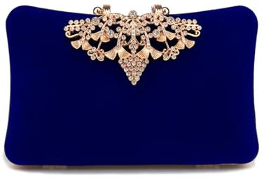 YUEZHAN Abendtasche Damen Clutch Damen Abend Taschen Metall Kette Schulter Handtaschen Hohl Aus Clutch Bankett Glitzer Geldbörse Ym8765Blue
