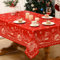Alishomtll Weihnachten Rot Tischdecke, Gold Schneeflocke Elch Haus Weihnachtsbaum Rechteckige Tischdecken, Wasserabweisend Abwaschbar Tischtuch, Winter Party Ferien Deko Tischwäsche 130x220cm