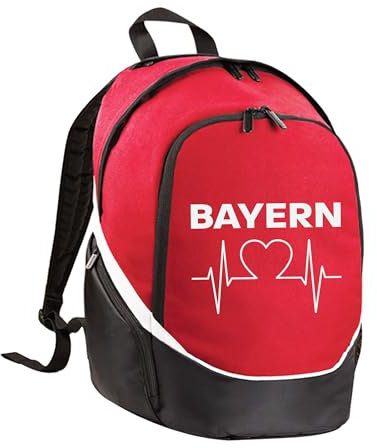 multifanshop Rucksack - Bayern - Herzschlag - Druck weiß - Tasche Größe one size rot/schwarz