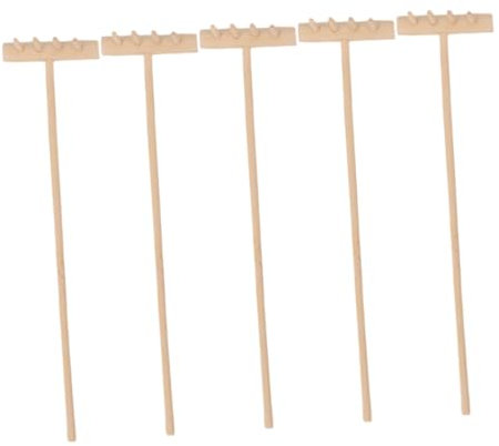 Alasum Lot De 5 Mini RâTeaux En Bois Pour Jardin Zen, Accessoires De DéCoration, Outils De Table Pour Bonsaï Et Thé, Multicolore, 14 Cm