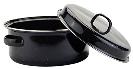 Ciieeo Runder Bräter Mit Großer Kapazität Abgedeckt Süßkartoffeltopf Aus Gusseisen Bräter Grillpfanne Für Den Täglichen Gebrauch