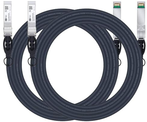 H!Fiber.com Lot de 2 câbles SFP+ DAC 10 Gb/s - 5 m - 10GBase-CU - En cuivre Twinax passif - Pour Cisco SFP-H10GB-CU5M, Ubiquiti, Netgear, et autres commutateurs ouverts et NIC