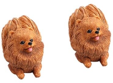 Ciieeo 2 Stück Zwergspitz Stofftier Welpe Mini Zwergspitz Modell Desktop Welpenfigur