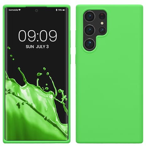 kwmobile Cover per Samsung Galaxy S22 Ultra Custodia - Back Case per Smartphone in Silicone TPU - Protezione Gommata - verde lime