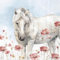 20 Servietten Tiere Pferd mit roten Blüten als Tischdeko. Papierservietten mit Motiv. Auch für Decoupage und Serviettentechnik 33x33cm