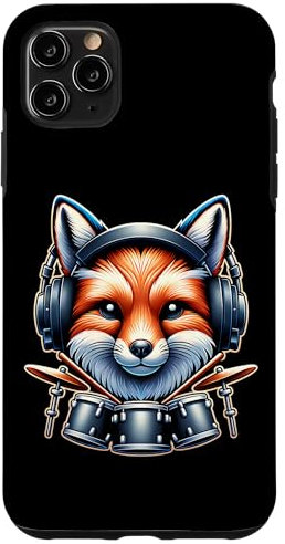 Volpe Con Cuffie E Batteria Custodia per iPhone 11 Pro Max