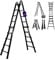 PROREGAL Sprossen-Mehrzweckleiter APOLLO 3-in-1 Aluminiumleiter 4x5 Sprossen bis zu 5m Höhe Traglast 150kg Schwarz Treppenleiter Multifunktionsleiter Klappleiter Teleskopleiter Stehleiter Anlegeleiter