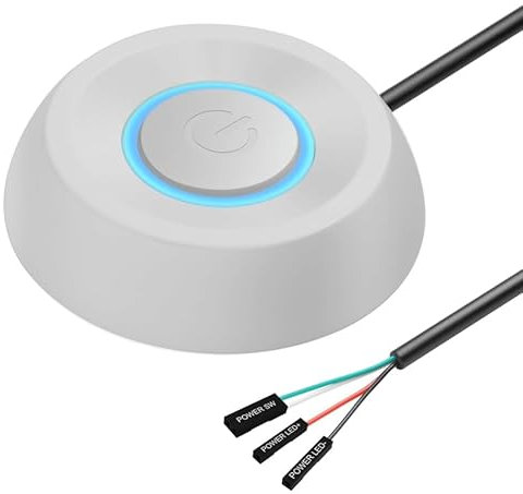 Momowin PC Power Button，1.8 Meter Power Button PC，Desktop Computer Schalter, Passend für Internet Cafés, Häuser, Büros, Schulen (Weiß)