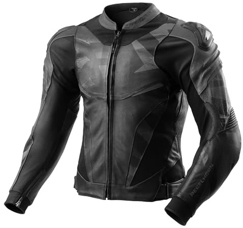 REBELHORN Inferno Motorradjacke Herren | Leder | Ellbogen, Schulter und Rückenprotektor RE ZRO Stufe 2 | Schulterschleifer | In&Out Winddicht Weste | Belüftungspaneele | Größen bis 62