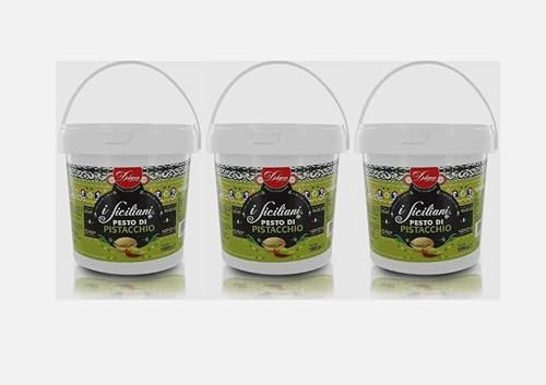 I Siciliani Pesto di Pistacchio, Crema Spalmabile Premium, Set da 3 Barattoli da 1kg, Prodotto Italiano