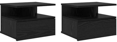 vidaXL schwebende Nachttische 2 Stück Schwarze Eiche 40x31x27 cm Holzwerkstoff