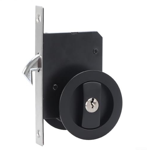 Cerradura invisible con llave para interiores para puertas correderas, fácil de usar e instalar (negro (con llave))