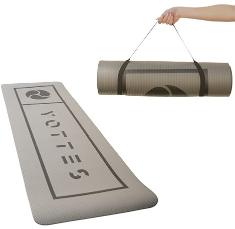 YOTTES Yogamatte rutschfest – TPE Fitnessmatte für Yoga, Pilates & Home Workout – Gelenkschonende Trainingsmatte mit Ausrichtungslinien, 182×63cm, inkl. Tragegurt