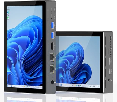 HEIGAOLAPC Celeron N95 Win11 Pro 7 Mini PC, 16GB RAM, 512GB eMMC, HD IPS Touch, Dual 4K, Gray