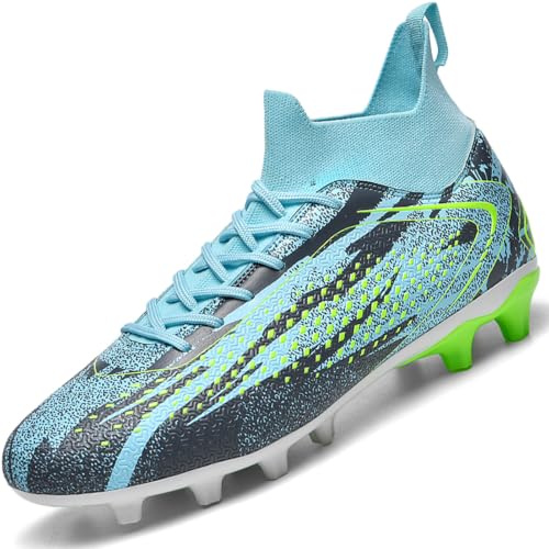 situkeke Botas de Fútbol Hombre Zapatos de Fútbol Tacos de Fútbol Adolescentes para Césped con Clavos Niño para Entrenamiento,Blue,EU42