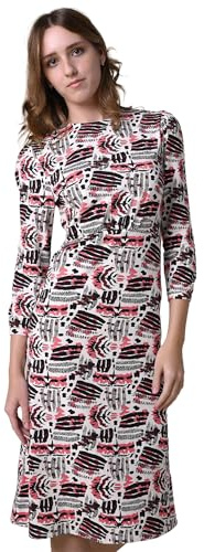 Enorsia Womens Abstract Print Wide Neck Midi Dress Long Sleeve Bodycon Casual Elegant Ladies Midi Dresses Autumn Winter Clothing Soft Stretch Cotton Blend Stylish Party Wear Outfit
