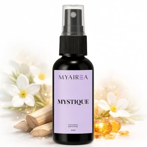 MYAIREA Textilerfrischer Spray Mystique 60 ml - Geruchsneutralisierer inspiriert von edlem Parfumduft - Für Kleidung, Sofa, Vorhänge & Auto - Hochwertiges Duftspray gegen Gerüche