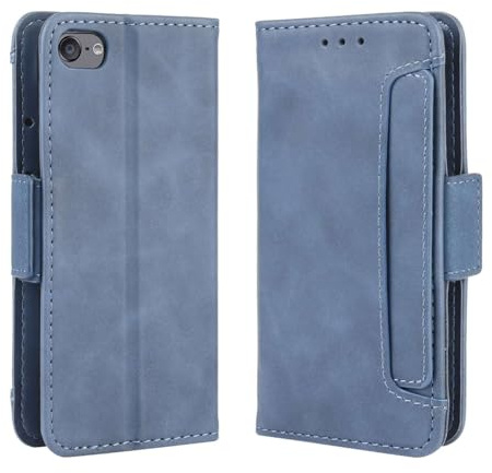Hülle für iPod Touch 6,Retro magnetische Flip Case,PU Leder Wallet Design mit abnehmbaren Kartensteckplätzen -Blue