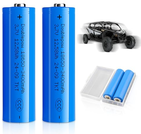 Akku 3.7V Li-Ion Battery, NAVESO 2 Stück 3400mah Li-Ion Wiederaufladbarer Akku, RC Akk-u Batterie mit Aufbewahrungsbox für Mikrofone Taschenlampen Kleinen Lüfter Türklingel Kamera