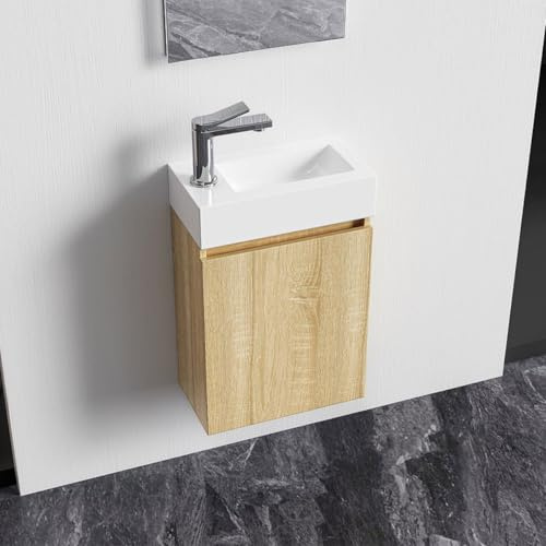 Belvit Badmöbel Set 40 cm, Helle Eiche