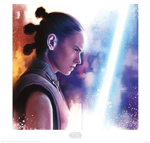 Star Wars The Last Jedi Rey Lightsaber Paint 40 x 40cm Kunstdruck, Mehrfarbig