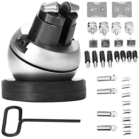 FORAVER 5 Inch Engraving Block Kit Professional Ball Vise Engraving Setting Tool Jewelry Rubber Base Vise Engraving with 30 PCS Attachment and Rubber Base Set Engraving Block Tool Kit (5'' Ball Vise)