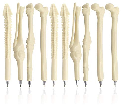 MINGZE Kugelschreiber, 0,7mm Schwarz/Blau tinte, Kreative Neuheit Knochenform Stifte für Doktor Nurse Freunde oder Student etc (10 stücke)