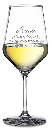 AMAVEL - Verre à vin Blanc - Meilleure Maman - avec Gravure personnalisée du [NOM] - Fête des mères - Cadeau Maman