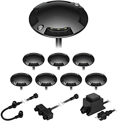 ledscom.de LED Boden-Aufbau-Leuchte Bunda, 4-flammig, schwarz für außen, befahrbar, warm-weiß, 8er Set