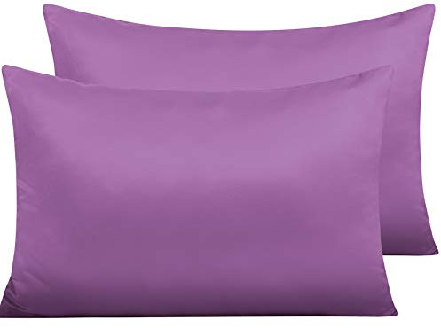 NTBAY 2 Pack Zippered Satin Pillow Cases for Hair and Skin, Luxury Standard Hidden Zipper Pillowcases Set of 2, 50x75 cm, Purple