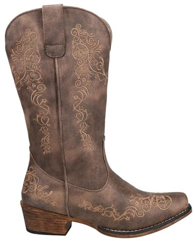 ROPER Riley Scroll Embroidery Snip Toe Cowboy Boots, Stivali Western Donna, Marrone, 37.5 EU
