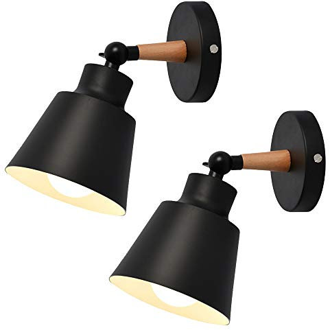 2 pièces Luminaires Moderne E27 Edison Applique Murale Industrielle en Métal Loft Lampe pour Café Bar Couloir Salle à Manger Salon Chambre (Noir) Rétro Cage Métal Wall Light Applique créative