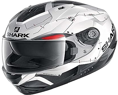 SHARK Herren NC Motorrad Helm, Schwarz/Weiss/Rot, M