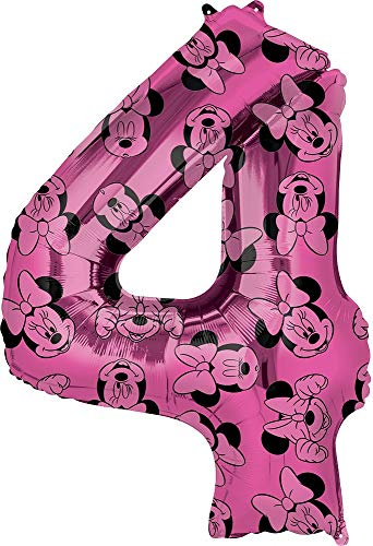 Amscan Anagram 4013901 – Disney Minnie Maus Zahl 4 Folienballon SuperShape – 66 cm Mehrfarbig