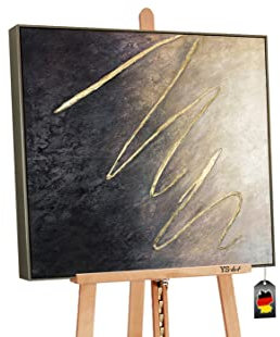 YS-Art Abstrakt Acryl Gemälde auf Leinwand mit Rahmen zwischen den Sternen handgemalt Wandbilder Wohnzimmer modern Wohndekor Bilder Büro echte Kunst 100x100 cm