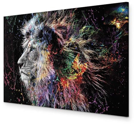 murando Wandbild Mega XXXL Tiere165x110 cm Einteiliger XXL-Format Kunstdruck zur Selbstmontage Leinwandbilder moderne Bilder DIY Wanddekoration Wohnung Deko Löwe bunt Gesicht Abstrakt