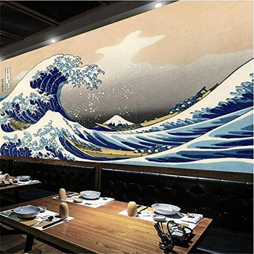3d Tapete Fototapete Hintergrund-TapetenJapanische Ukiyo-e Big Waves HD Fototapeten und Wind Hintergrund Tapeten 3D für japanische Küche Sushi Restaurant Dekor-Über 250 * 175 cm