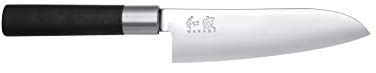 KAI Wasabi Black Santoku 16,5 cm Klingenlänge - rostfreier 6A/1K6 Edelstahl poliert 58 (±1) HRC - schwarzer Polypropylen Griff - japanisches Kochmesser - Made in Japan