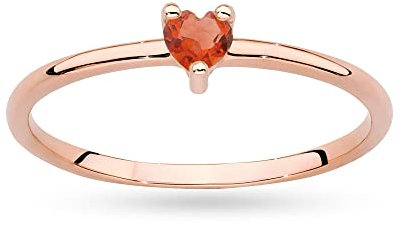 MARKO Roségold Damen-Goldring mit Granat 0,15Ct in Form eines Herzens | 14 Karat Gold (585) | Goldring inklusive Box | Goldring für Frauen (Granat, 55 (17.5))